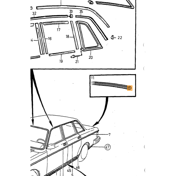 Volvo Embleem inchVOLVOinch achterklep 240 +740 (1246034) metaal Volvo onderdeel nr 1369001