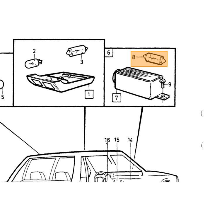 Volvo Supporto della lampada raccordo posteriore luce 21 Volvo ricambi no 1372041