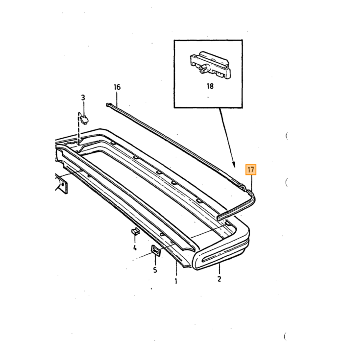 Volvo Sierlijst bumper hoek 244+242 4 sedan 4 deurs en 2 deurs links achter RVS chroom1247252 240  Volvo onderdeel nr 1372338