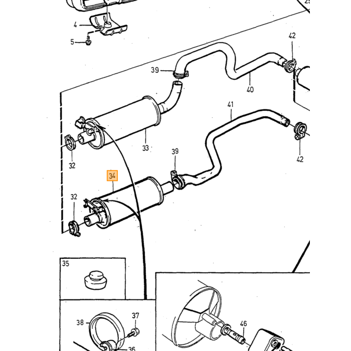 Volvo Marmitta 240 Silenziatore Anteriore B23A B23E 1276348 orig Volvo NOS Volvo pezzo nr 1378297 per Volvo