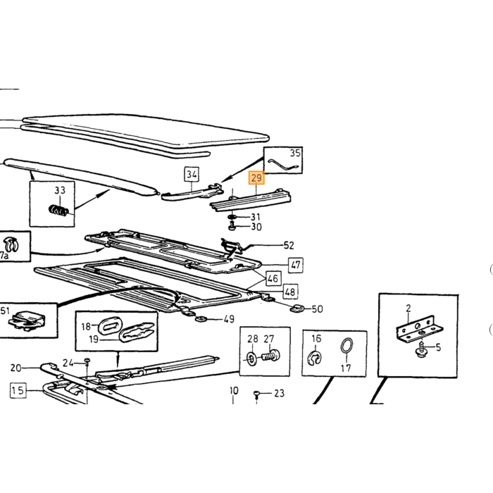 Volvo geleidestrip afdichting open dak sunroof (schuifdak) 940+740+960+S90+V90  Volvo onderdeel nr 1380377