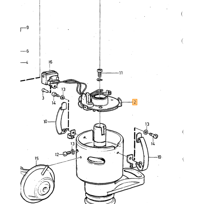 Volvo Toerensensor B230F BO-Hall (19189) 240 B200+B230 240 zonder vacuum( verdeler aan de zijkant ) 1230500221 Volvo onderdeel nr 1389424