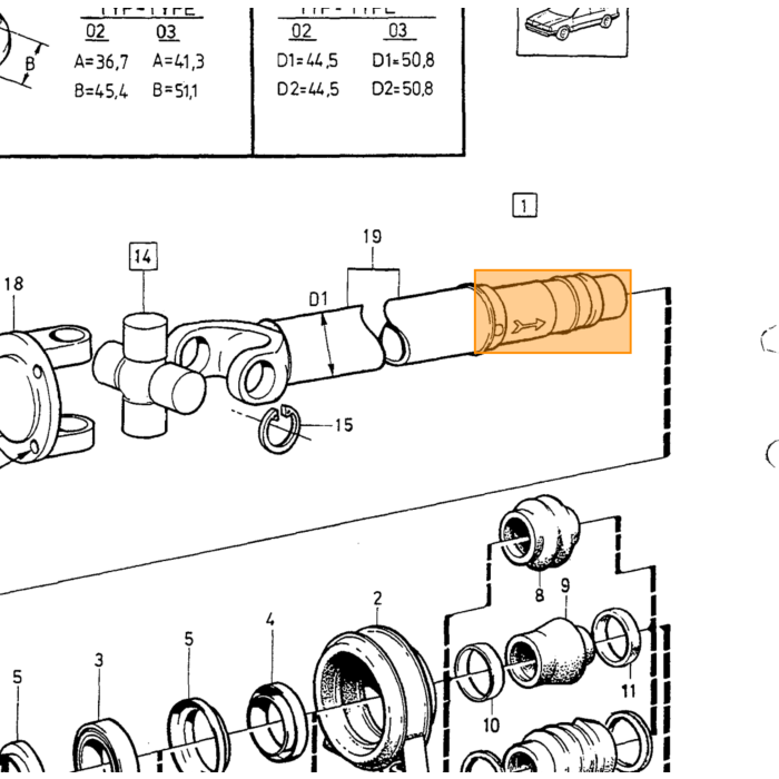 Volvo Cuscinetto albero di trasmissione (albero 44 5 mm) Volvo ricambi no 181549