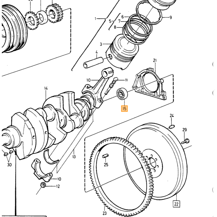 Volvo Lager toplager B27+B28+B280 Volvo onderdeel nr 183848