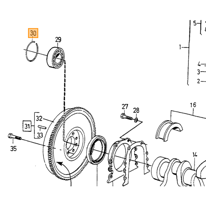 Volvo Anello elastico cuscinetto superiore B18+B20+B30 P Volvo ricambi no 191848
