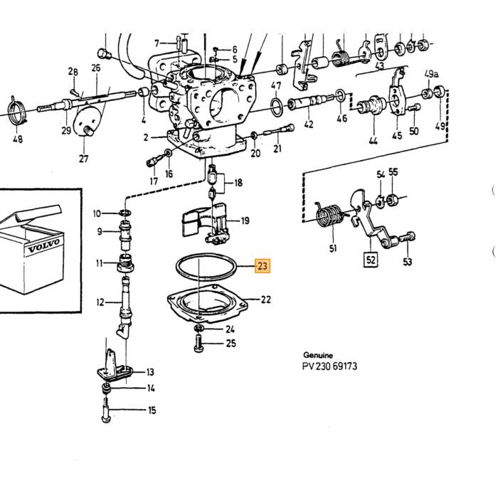 Volvo Rubber pakking ring SU HIF carburateur vlotterkamer Volvo onderdeel nr 237506