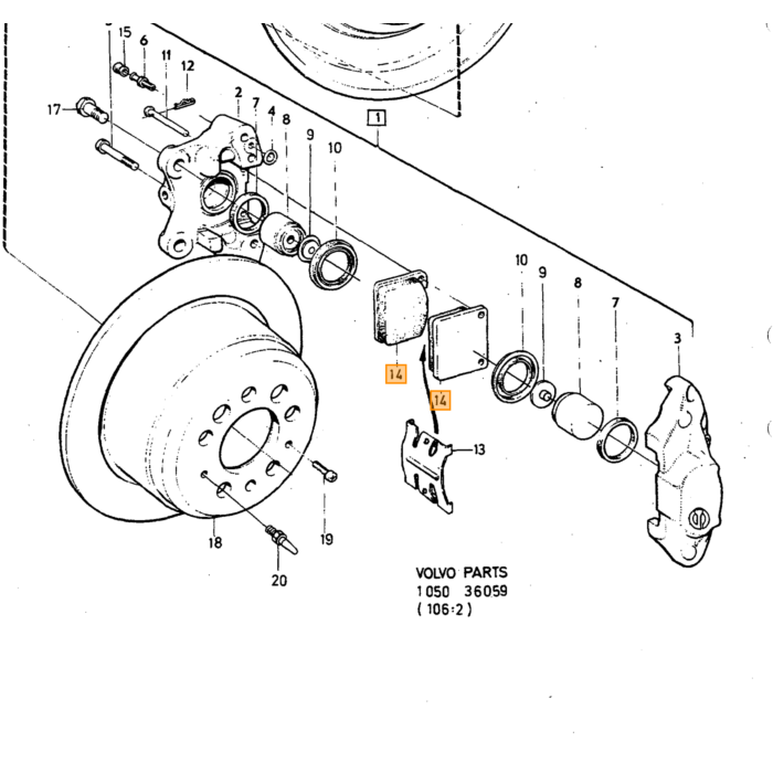 Volvo Kit pastiglie freno per Amazon B20+140+164+P1800+2 Volvo ricambi no 271739