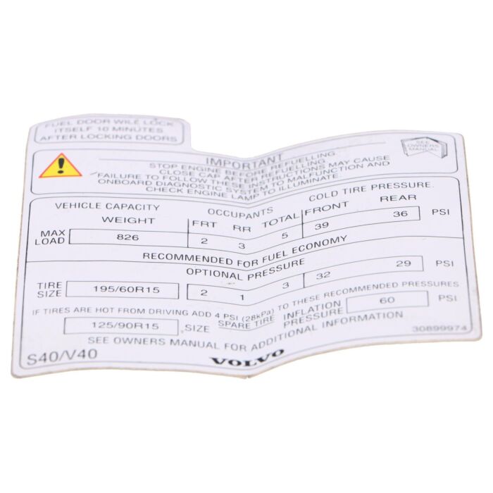 Volvo Sticker Volvo onderdeel nr 30899974