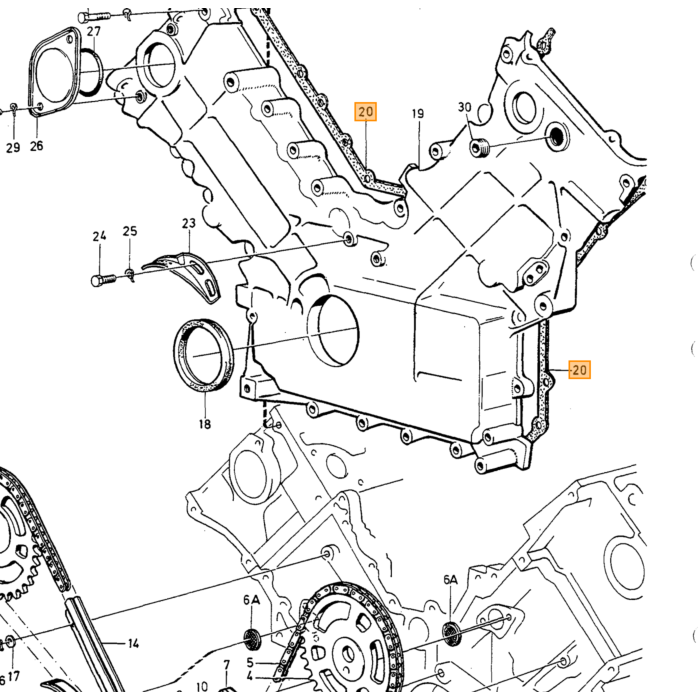 Volvo Guarnizione coperchio distribuzione B27+B28+B270 2 Volvo ricambi no 3514108