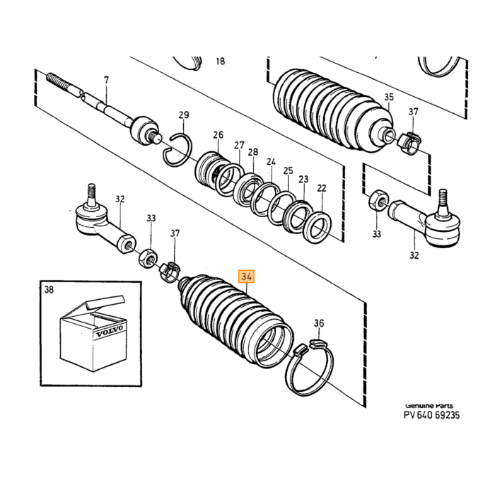 Volvo Sfera dello sterzo 240+260+740+760+940+960 (120565 Volvo ricambi no 3516944