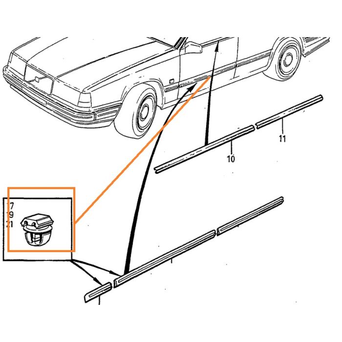 Volvo Clip per modanatura 740+760+780+940+960 modanatura Volvo ricambi no 3518274