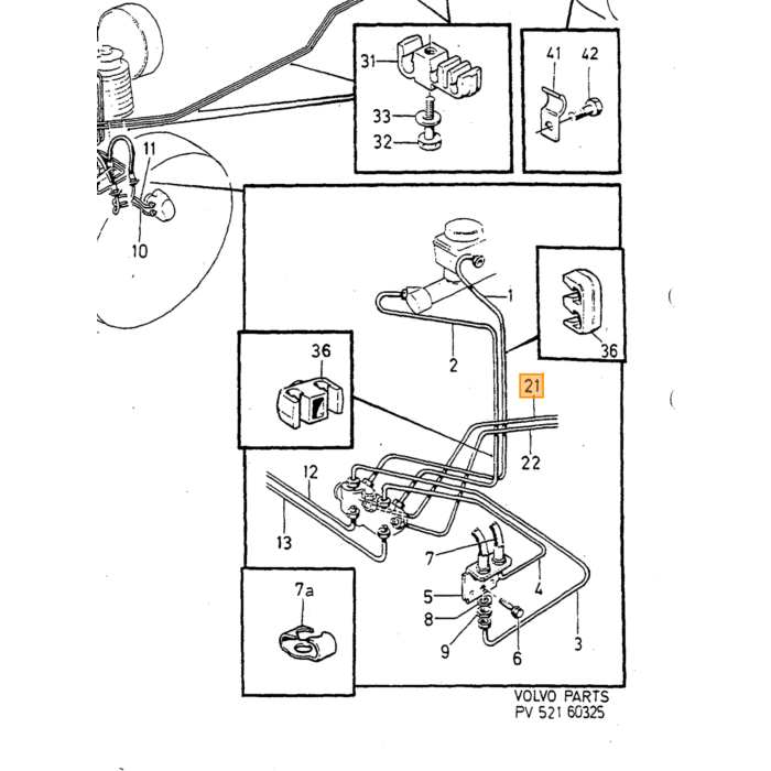 Volvo Linea del freno 240+260 centrale (blocco distribuz Volvo ricambi no 3530015