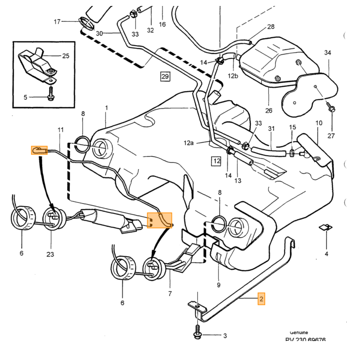 Volvo Piastra di copertura Serbatoio carburante FWD Volv Volvo ricambi no 3531436