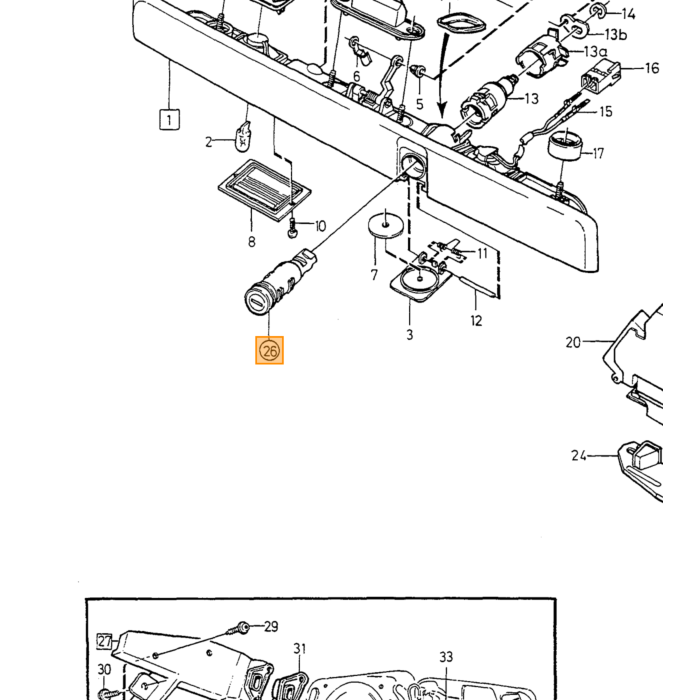 Volvo Pakking deurslot Volvo 240 244 245 260 262 achter slotgat in portier Volvo onderdeel nr 3536509