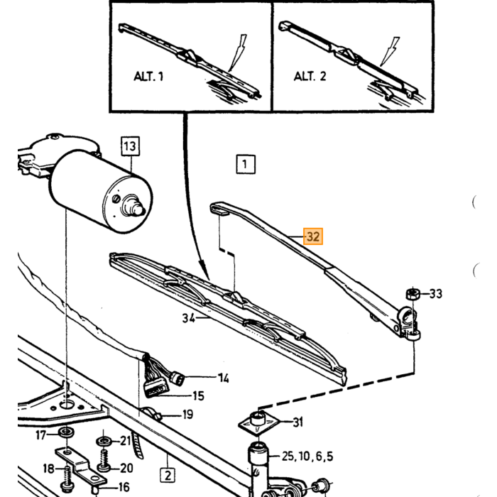 Volvo Ruitenwisser ARM stuur kant: voor Linksgestuurd Volvo onderdeel nr 3538316