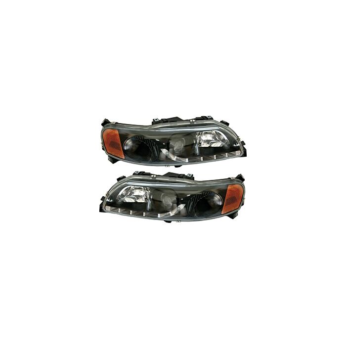 koplamp + hoek / zij lamp zwart Links en rechts set S60 V70 Xc70