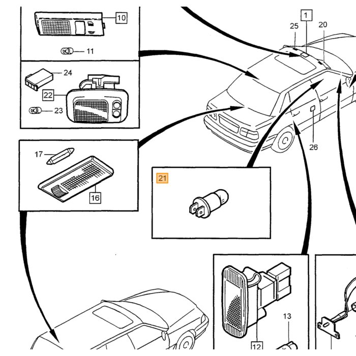 Volvo Lampadina Copertura 5mm Volvo ricambi no 3545170