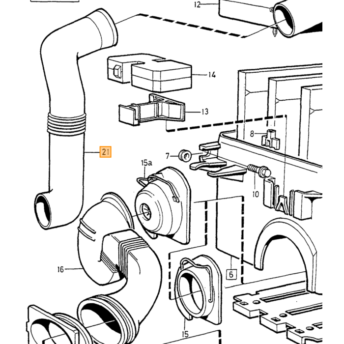 Tubo dell'aria, Tubo di aspirazione dell'aria, Tubo di distribuzione dell'aria, Tubo dell'aria condizionata, per Volvo 850 C70 (-05) S70 V70 (-00) XC70 (-00), 3545307, Usato