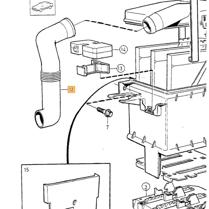 Tubo dell'aria, Tubo di aspirazione dell'aria, Tubo di distribuzione dell'aria, Tubo dell'aria condizionata, per Volvo 850 C70 (-05) S70 V70 (-00) XC70 (-00), 3545307, Usato