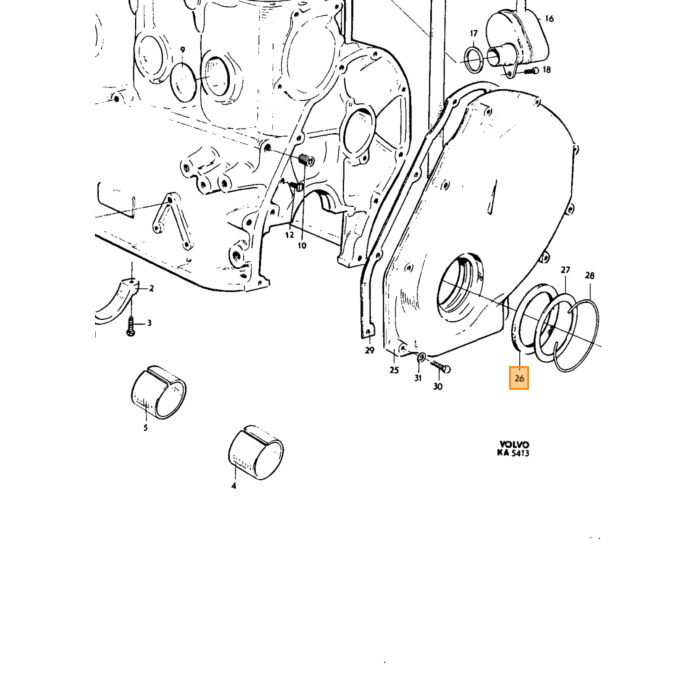 Volvo Albero motore con anello in feltro per blocco moto Volvo ricambi no 418622