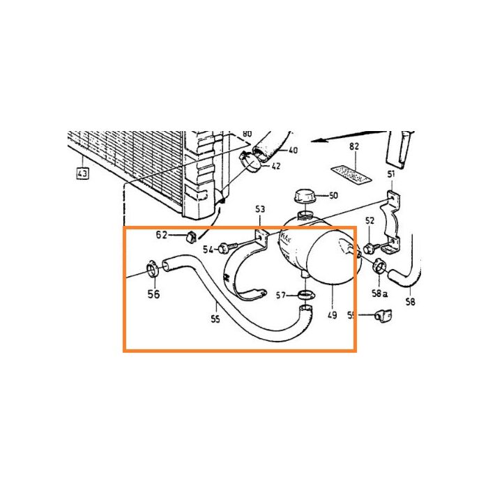 Volvo Radiateur Slang B28F onder Volvo onderdeel nr 464971
