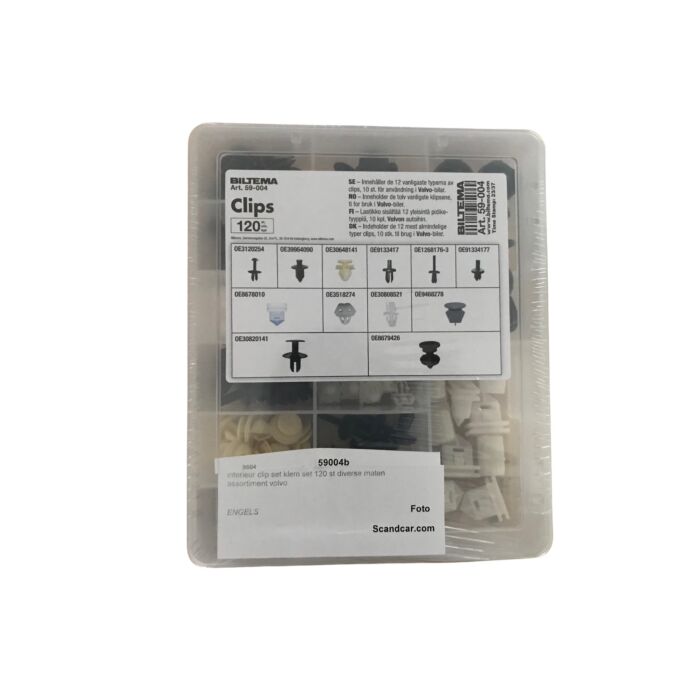 Set di clip per interni Volvo, set di morsetti 120 pezzi di diverse dimensioni, assortimento per Volvo, parte Volvo nr 59004b