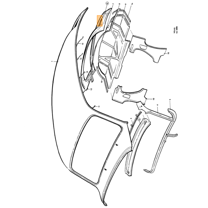 Parte di riparazione del fondo della porta Volvo Plaatwerk PV444+PV544 lato sinistro corto, numero di parte Volvo 658295V