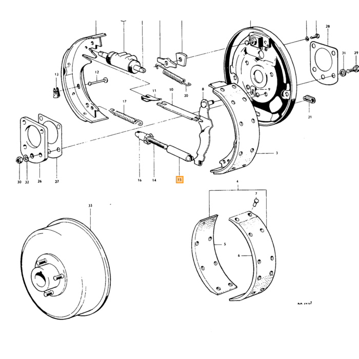 Piastra di ancoraggio del freno Volvo PV lato destro posteriore, pezzo Volvo nr 659678