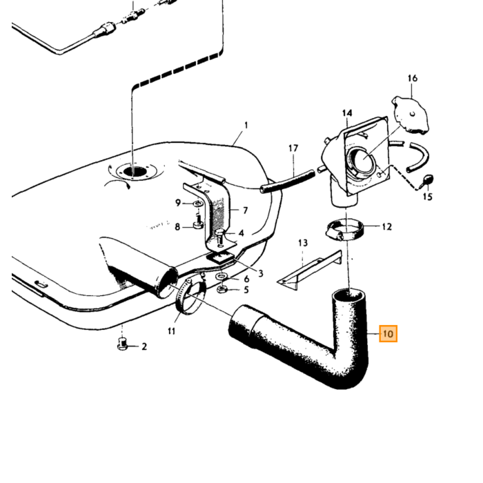 Volvo Tubo di riempimento carburante Duett P210 Volvo ricambi no 661024