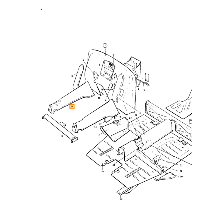Pannello laterale del telaio Volvo per montaggio anteriore destro PV 544 PV444, pezzo Volvo nr 661095