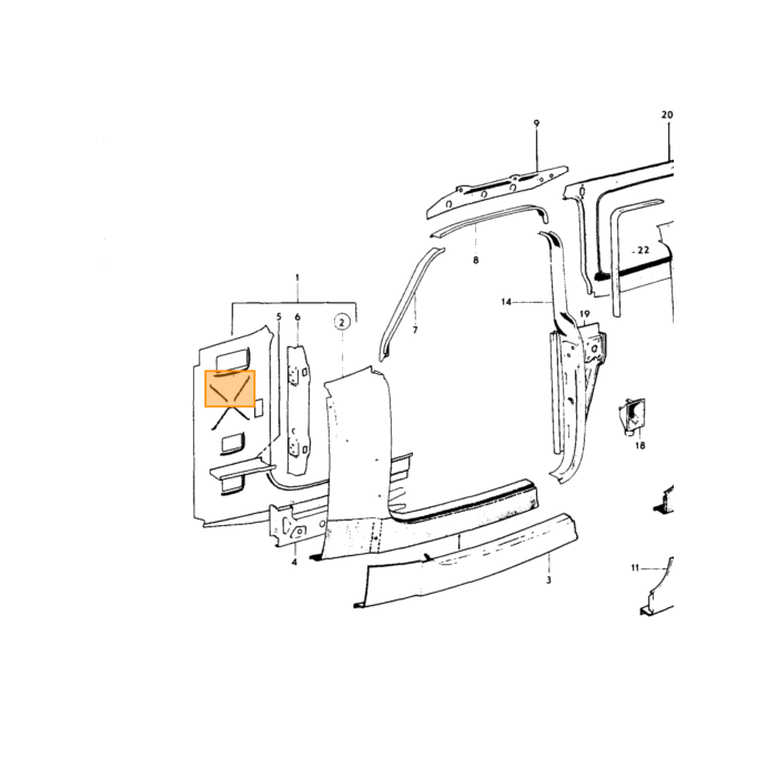 Volvo Plaatwerk Duett P210 445 laadvloer achter  links reparatiedeel linker Volvo onderdeel nr 661981L