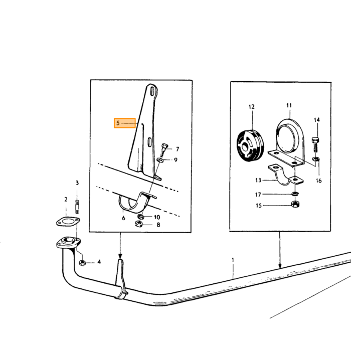 Volvo Uitlaat steun PV544+Amazon+P1800 B18 -1966 enkel systeem voorste Volvo onderdeel nr 663794