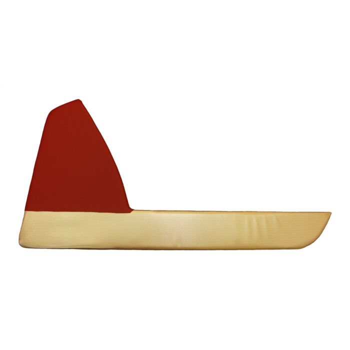 Bekleding P1800 Jensen deur rechts boven rood/zilver 301-303 301-176 1961-1962