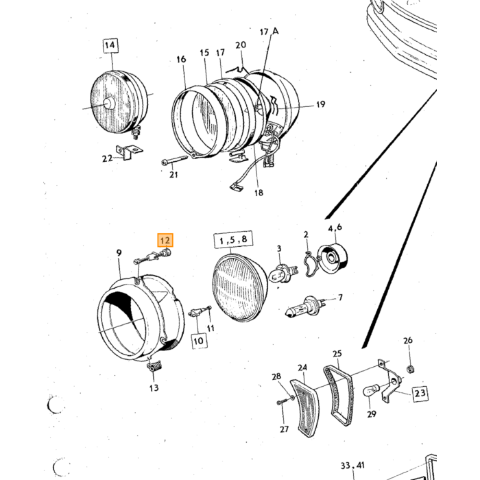 Volvo Regolatore faro 140+164 rame con dado in plastica Volvo ricambi no 676111