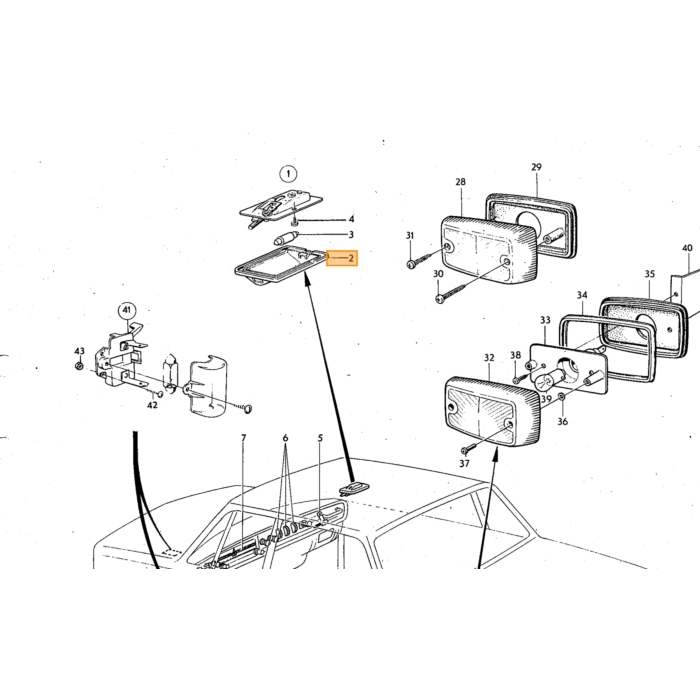 Volvo Illuminazione interna in vetro 140+164 Volvo ricambi no 677430