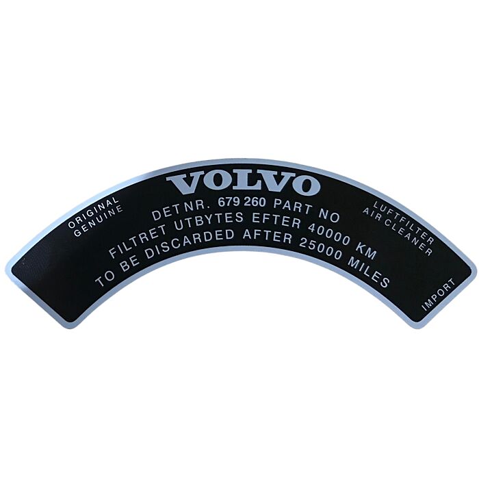 Adesivo Volvo per filtro dell'aria 679260 B18A Stromberg, pezzo Volvo nr 679260S