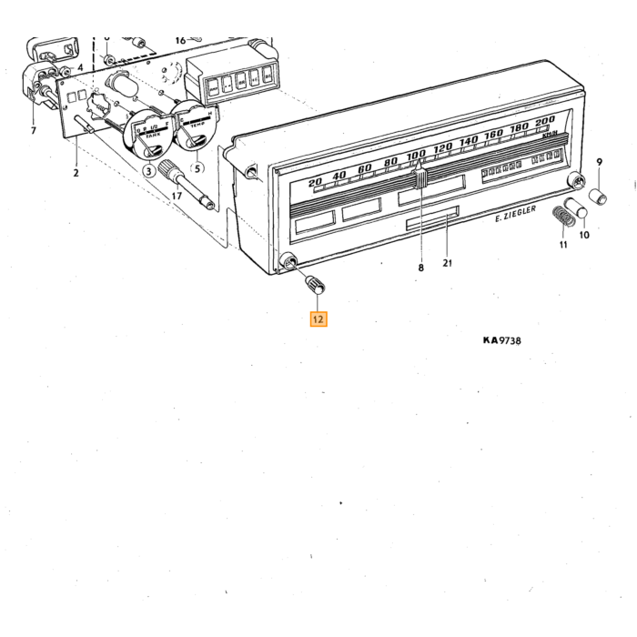 Volvo Knop rheostaat 140+164 (linker) op kilometer teller reostat NML Volvo onderdeel nr 680549