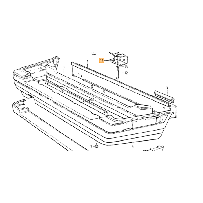 Volvo Bumpersteun achter links of rechts Volvo 850 station V70 (-2000) V70 XC (-2000) 5 deurs Volvo onderdeel nr 6816114