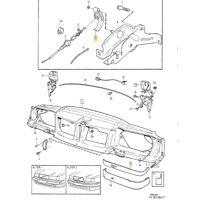 Volvo Comando leva sblocco leva cofano destro 850 non pi Volvo ricambi no 6817417