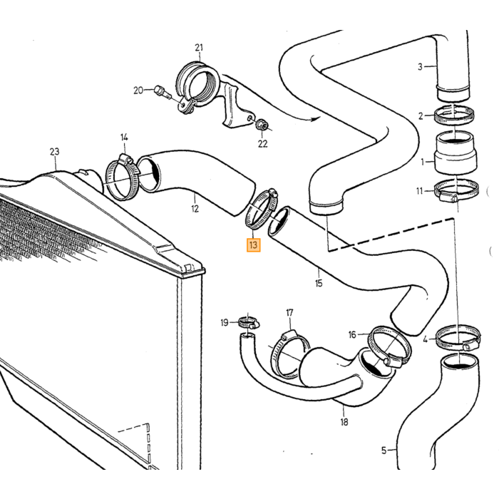 Volvo Tubo radiatore 850+V70+S70+C70 inferiore alla pomp Volvo ricambi no 6842428