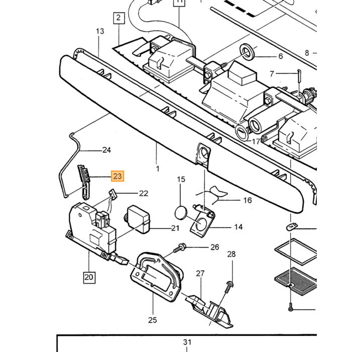 Volvo ophanging verbindingstang 850  V70  V70 XC kofferklep zonder 2 staps slot Volvo onderdeel nr 6846659
