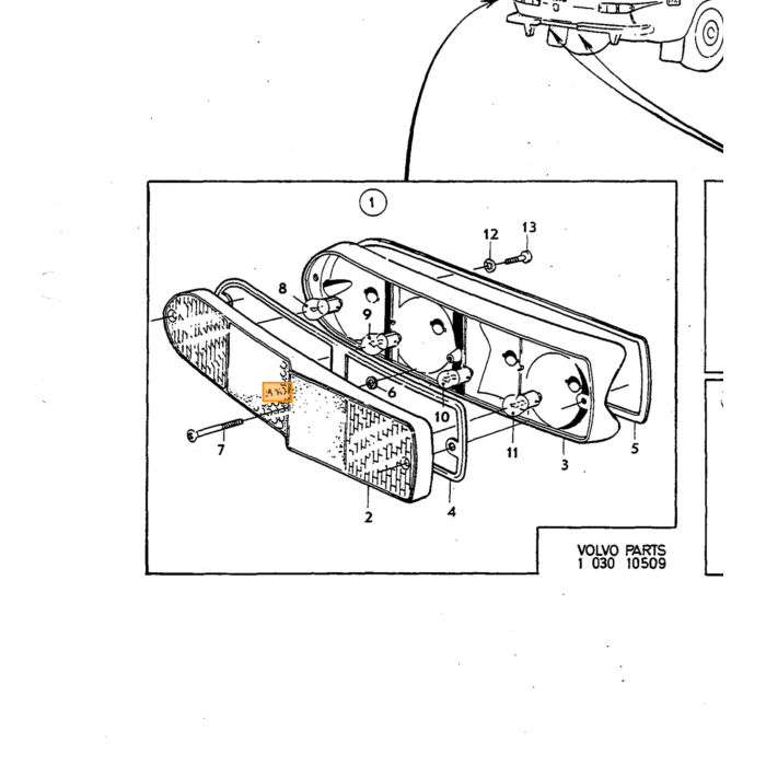 Volvo Vetro fanale posteriore in gomma P1800ES tra vetro Volvo ricambi no 686963