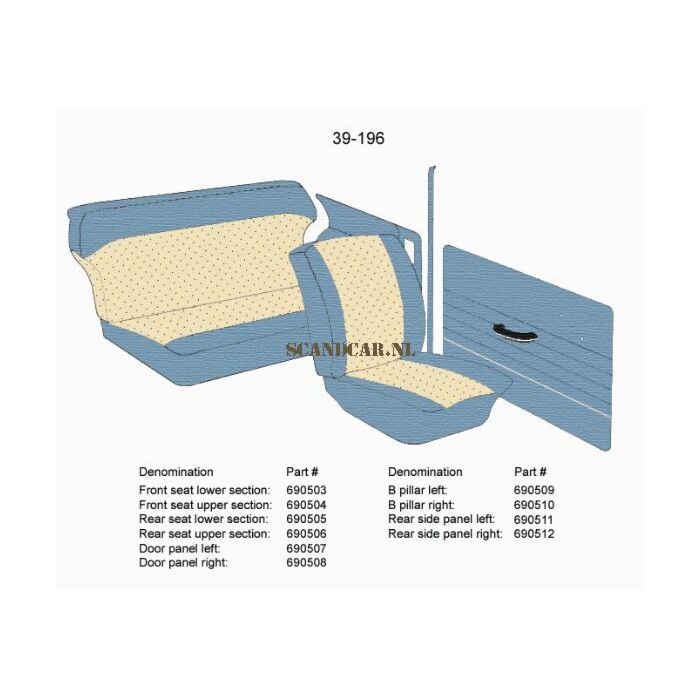 Volvo Rivestimento PV544 coprisedile blu beige retro 39- Volvo ricambi no 690504
