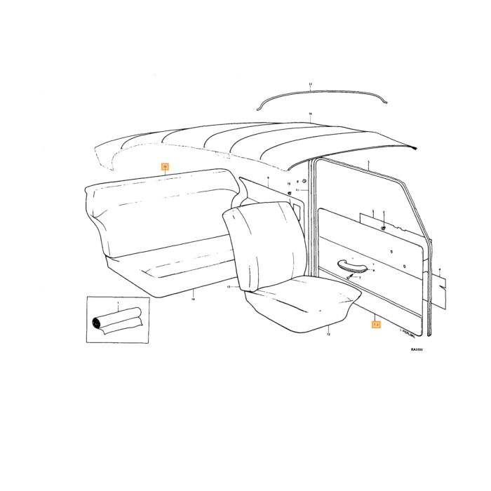 Volvo Rivestimento del sedile posteriore PV544 è color t Volvo ricambi no 690515