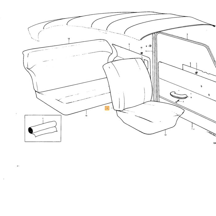 Volvo Rivestimento PV544 rivestimento schienale grigio 1 Volvo ricambi no 690789