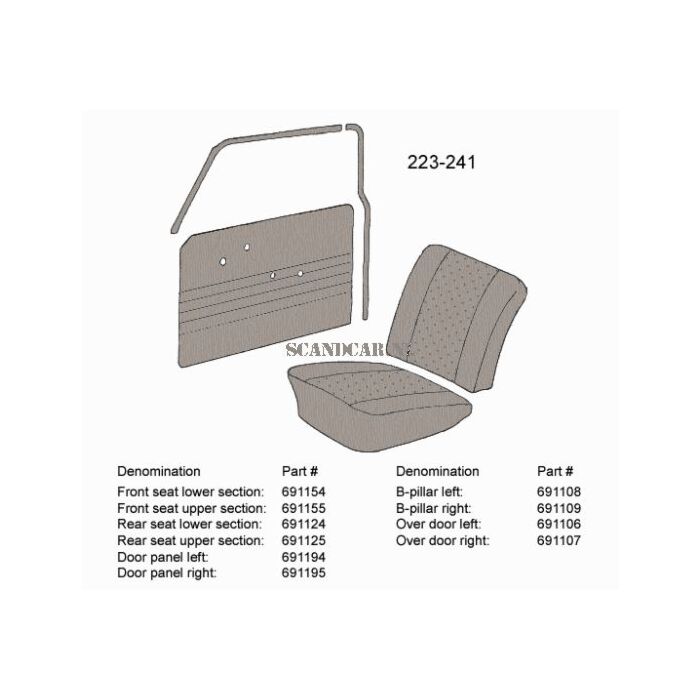 Bekleding Duett strip B stijl Links grijs zie set 6012106