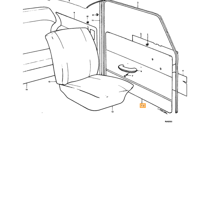 Volvo Rivestimento PV544 Montante B destro grigio 49-239 Volvo ricambi no 691169