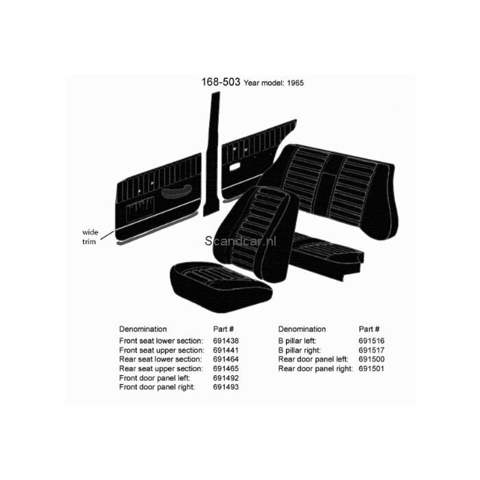Bekleding Amazon B stijl bekl Rechts zie set nr 691516 zwart 168-172-511