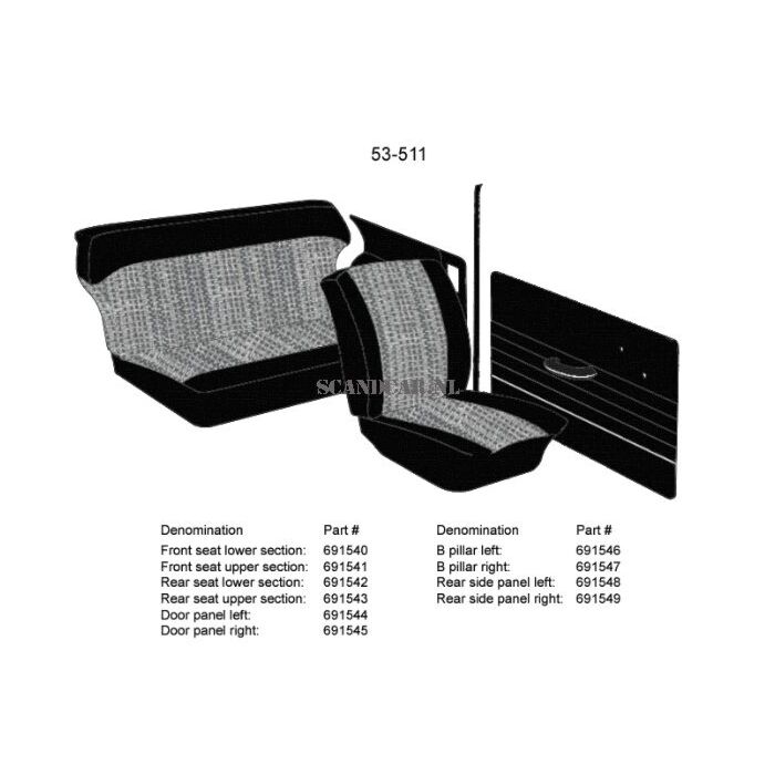 Volvo Bekleding PV544 B stijl z. nr 691547