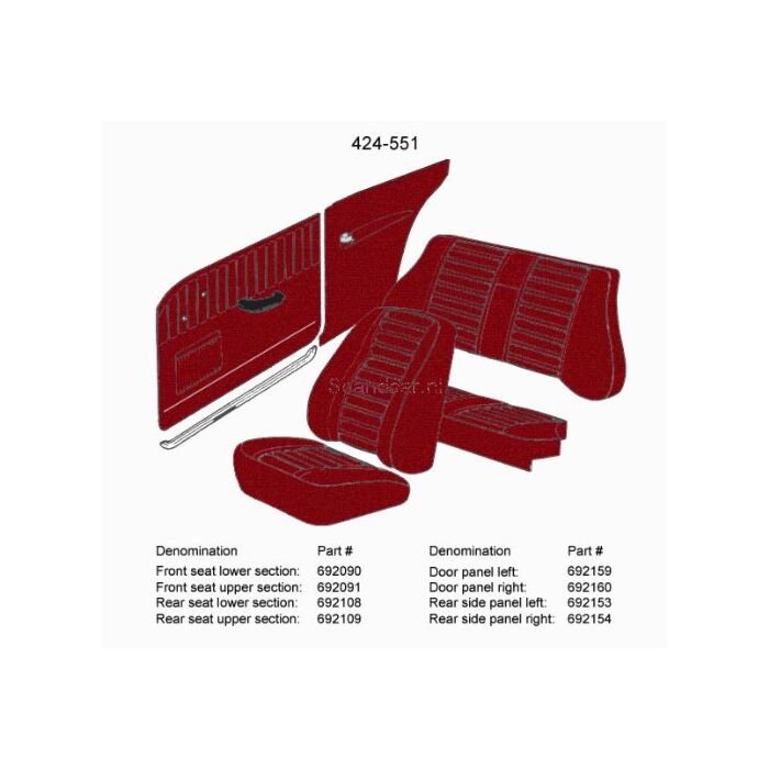 Bekleding Amazon 2D zijpaneel cover Rechtsachter rood 424-551 zie set 692153